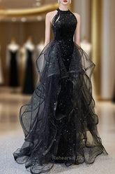 Semi Formal Prom Dresses Sparkle & Shine Dress Wedding Partysleeveless Halter Wednesday Addams Family Sequined With Crystals Sequin Ruffles